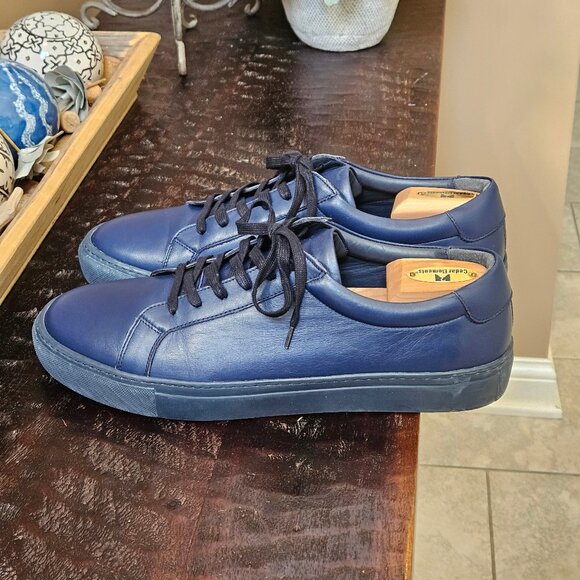 Italic Men's Cadence Tonal Midnight Blue Leather Sneakers, Sz 13 - Picture 3 of 16